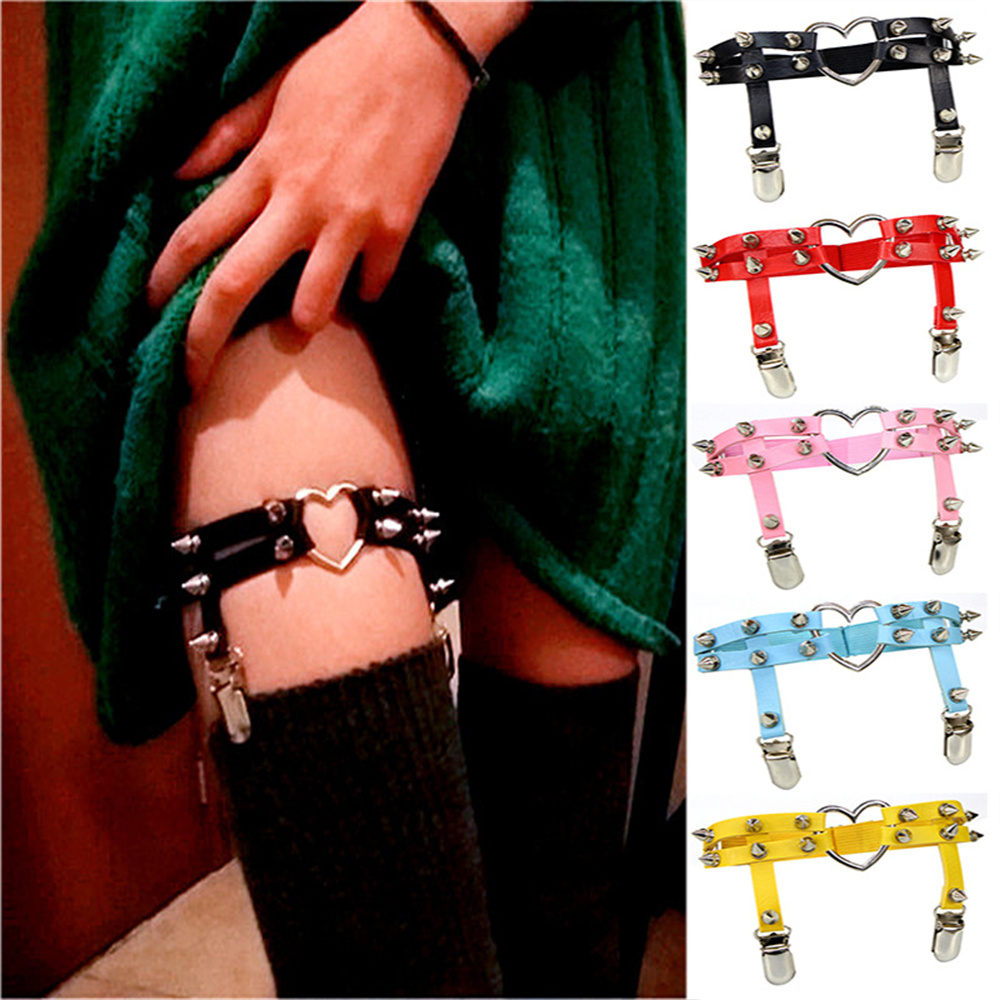 1Pcs Women Punk Goth Heart PU  - đánh giá và giá Garter Belt Set