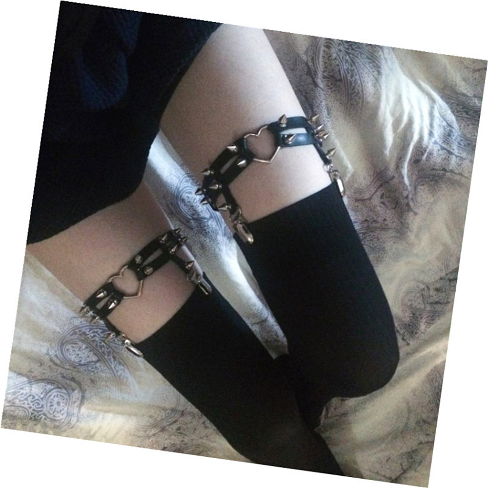 1Pcs Women Punk Goth Heart PU  - đánh giá và giá Garter Belt Set